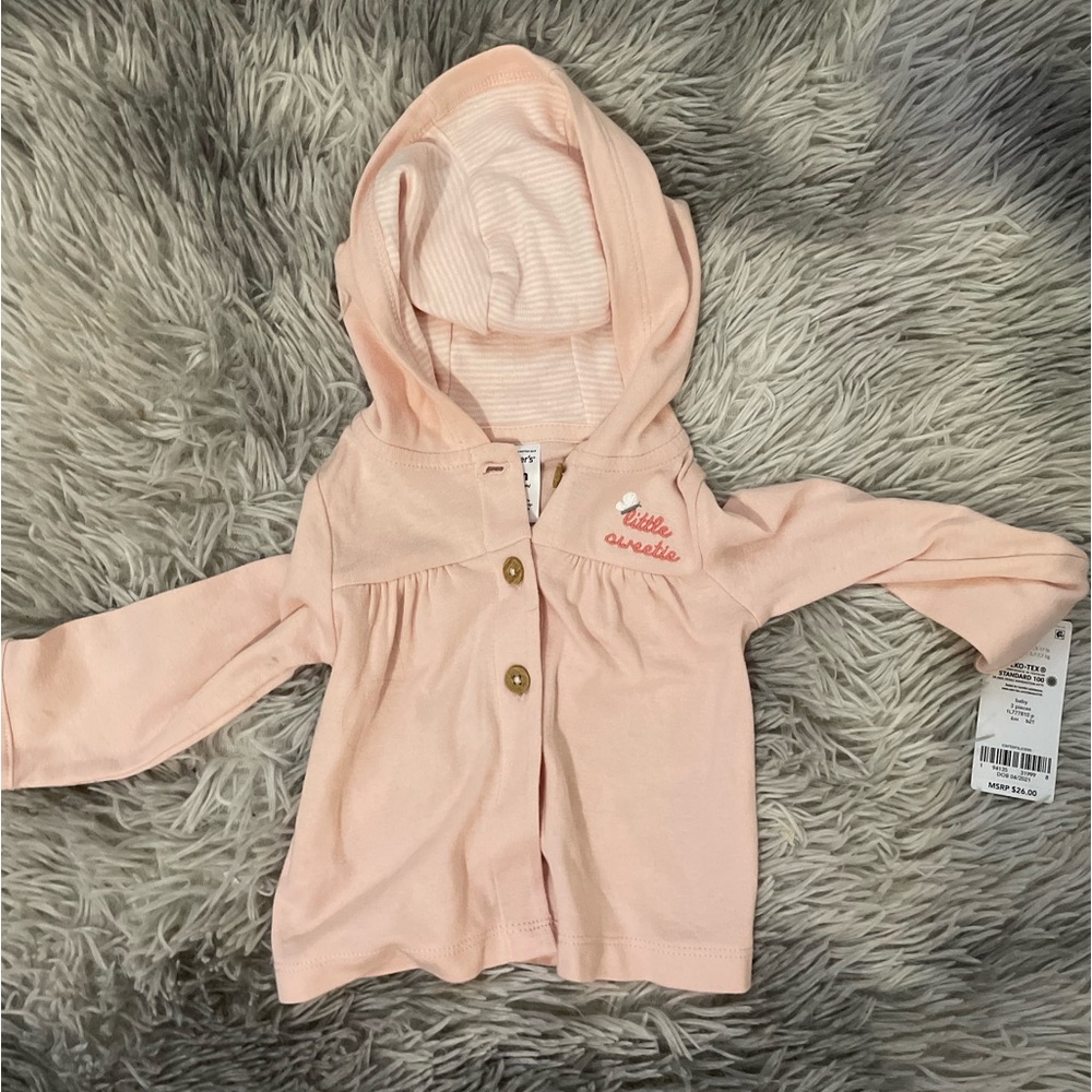 Carter’s ‘little sweetie’ baby hoodie. Size 6M. New with tag.